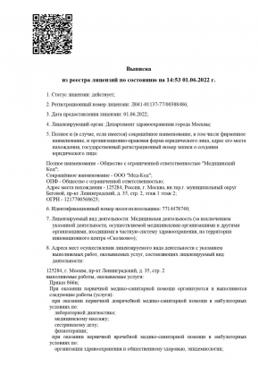 Выписка из реестра лицензий